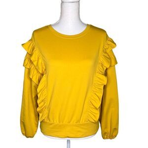 Ann Taylor yellow ruffle sweatshirt - size small